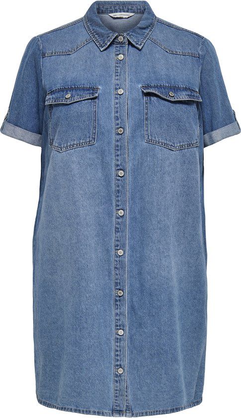ONLY CARMAKOMA CARLISA S/S DNM DRESS GUA NOOS Dames Jurk