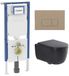 Geberit QeramiQ Dely Swirl Toiletset - 36.3x51.7cm - Geberit UP720 Duofix Sigma inbouwreservoir - slim zitting - bedieningsplaat taupe - rechthoekige knoppen - mat zwart