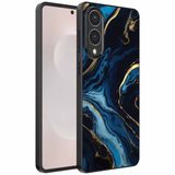 Smartphonica Geschikt voor Samsung Galaxy S25 Edge Telefoonhoesje met marmer opdruk - TPU backcover case gold blue marble design - Goud Blauw