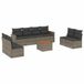 vidaXL 8-delige Loungeset met Kussens, Poly Rattan, Grijs