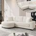 Pangivo Canapé d'angle modulable 4 places en velours côtelé avec pouf beige 256,5 x 133,5 x 89 cm