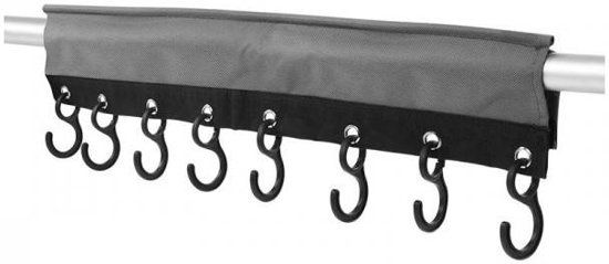 PRO Kapstok universeel met pees en klittenband - Zwart - 58cm - 8 haken