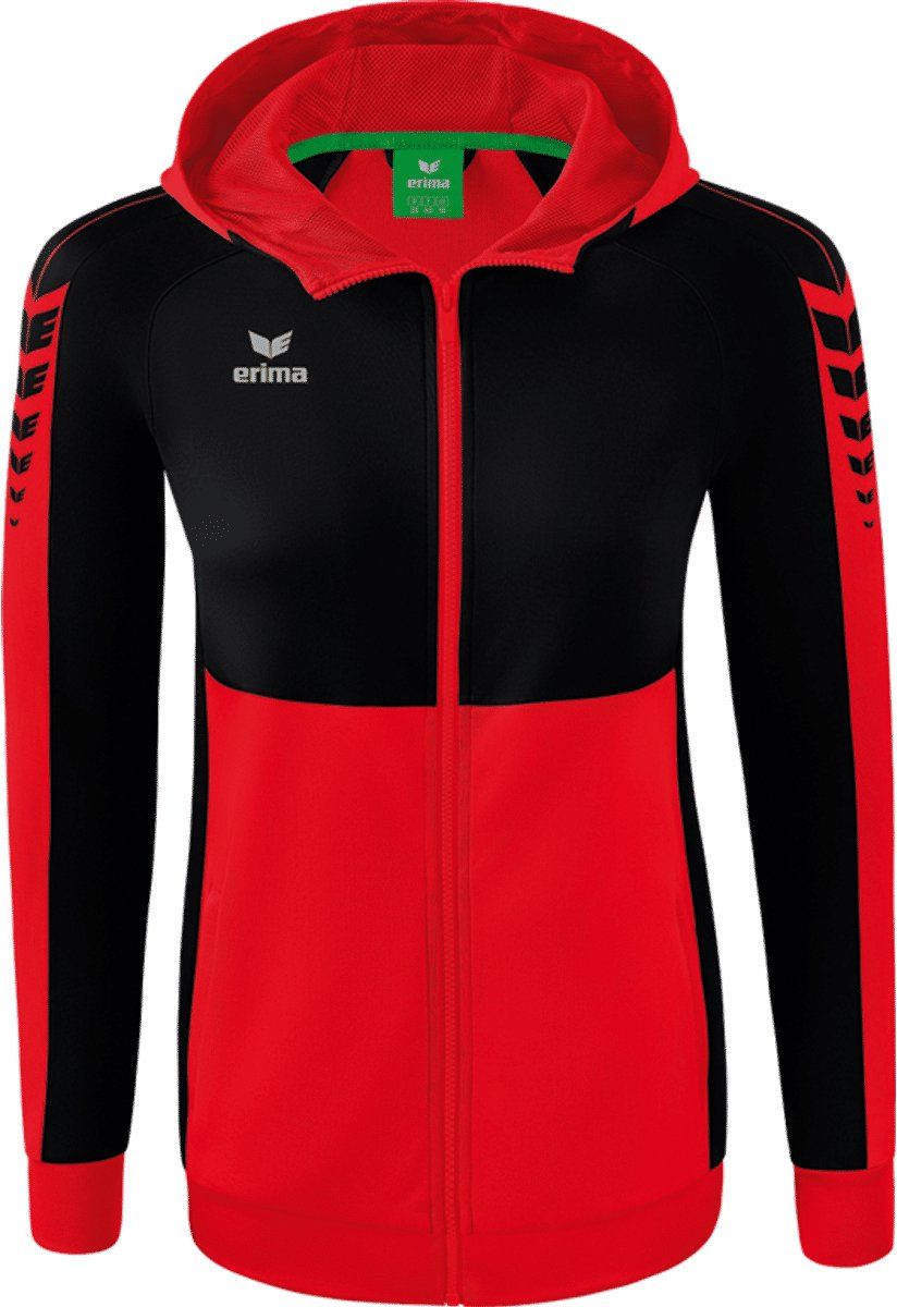 Erima Six Wings Trainingsjack Met Capuchon Dames Rood-Zwart Maat 40