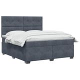 vidaXL Boxspringbed met matras, donkergrijs, 180 x 200 cm, fluweel