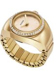 Fossil Ring horloge voor dames, Quartz uurwerk met twee handen en een roestvrij stalen band, Goudkleurig en perzik, 15 mm