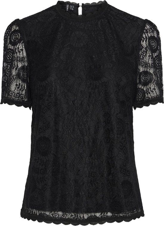PIECES PCOLLINE SS LACE TOP NOOS Women's Tank Top - Size XL - Black