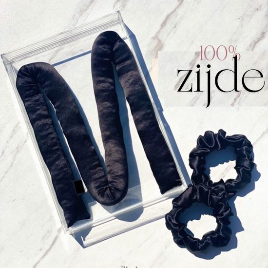 NOIRIEUX® Heatless curls - Heatless Haarkruller - Zijde haarkruller - Heatless curling ribbon silk – Zwart