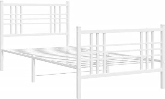 vidaXL Bedframe met hoofd- en voeteneinde metaal wit 90x190 cm