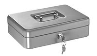 Alco-Albert - Afsluitbare geldkistje zilver | Kassa met muntvak, 2 sleutels en draaggreep, 250 x 170 x 75 mm