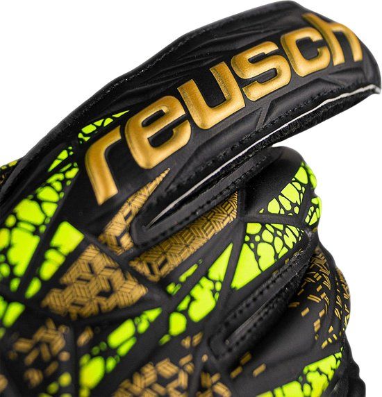 Reusch Attrakt Infinity Finger Support Junior Keepershandschoenen Maat 6 - Geelgoud/Zwart