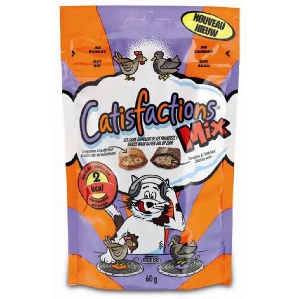 Catisfactions Mix Kip/Eend 60 gr - 6 stuks