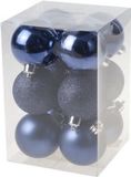 Cosy & Trendy Kerstballen - 24x - donkerblauw - 6 cm - kunststof Mat/glans