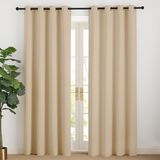 NICETOWN Gordijnen, ondoorzichtig, beige, 220 cm lang, hittewerend gordijn, ondoorzichtig, voor woonkamer, moderne overgordijnen, set van 2, Biscotti beige H 220 x B 140 cm