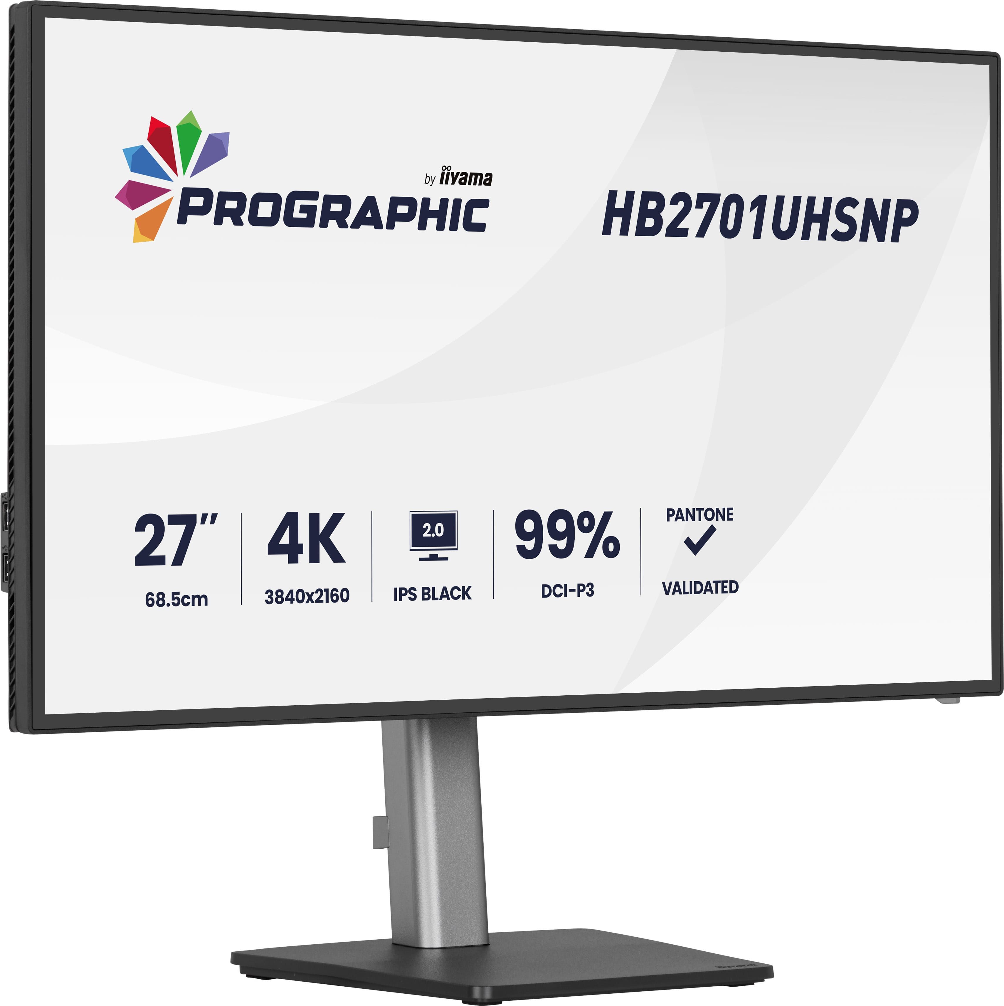 iiyama ProGraphic HB2701UHSNP-B1 - 27 inch - 4K - IPS Black 2.0 - Verstelbaar - DCI-P3(99%) - USB-C Dock