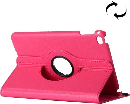 iPad Pro 12.9 inch hoesje - hard roze - Litchi structuur - 360 graden draaibaar - met houder en slaap/wekker functie
