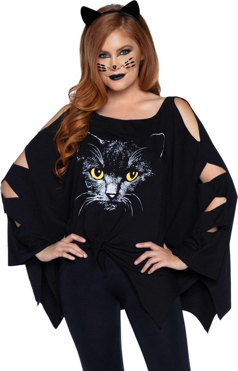 Leg Avenue Kostuum Cat Poncho Zwart