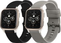 kwmobile 2x horlogebandjes geschikt voor Garmin Venu Sq 2 Music / Sq 2 / Vivoactive 6 / Vivoactive 5 bandje - Smartwatch bandjes van TPU - Activity tracker horloge band in zwart / grijs
