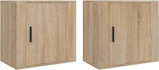vidaXL Nachtkastjes - Set van 2 - Wandgemonteerd - Sonoma Eikenkleur