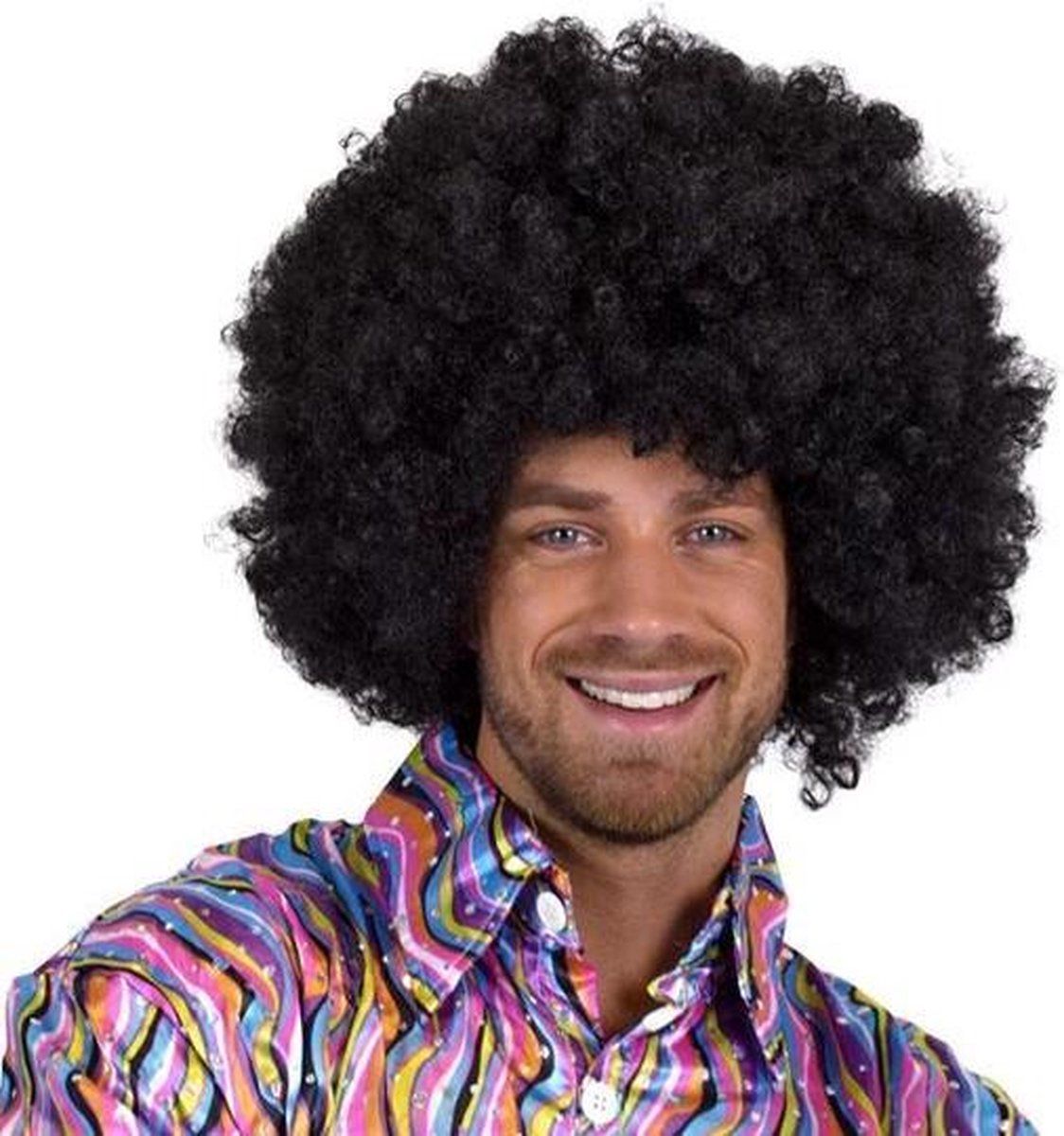 Witbaard Super afro pruik zwart - polyester - 8717853780431