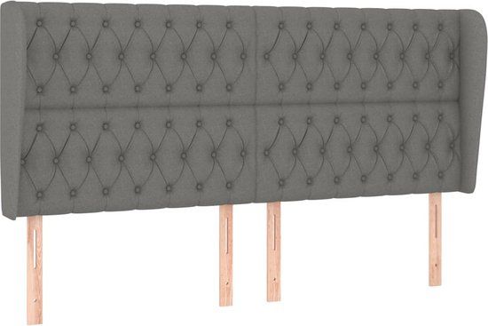 vidaXL Hoofdbord met randen 203x23x118/128 cm stof donkergrijs