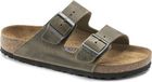 Birkenstock Arizona FL WB Faded Khaki Narrow Dames Slippers - Khaki - Maat 36