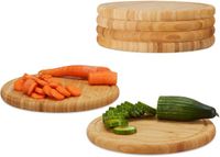 Merkloos Relaxdays ontbijtplanken set 25 cm - bamboe - natuurlijke keukenplank - serveerplank rond Pak van 6