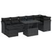 VidaXL 8-delige Loungeset met kussens, poly rattan, zwart