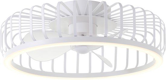 Brilliant Capo - Ceiling Fan with Lighting - Ø 48 cm - LED 36W - CCT - 2700K-6500K - Dimmable - White - Very Quiet