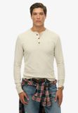 Superdry Classic Essential Henley Top Heren Lange Mouw Baumwolle XXL Licht Beige