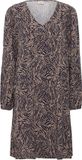 fransa - FRJUSTINI DR 1 - Dames - Jurk - Zebraprint - V-hals - Driekwart mouw - Viscose - Desert Taupe ART - Maat L