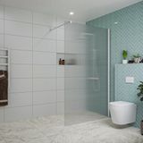 FortiFura Galeria inloopdouche - 120x200cm - ribbelglas - wandarm - mat wit