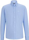 Hugo Boss BOSS Joe regular fit overhemd - structuur - blauw - Strijkvriendelijk - Boordmaat: 45