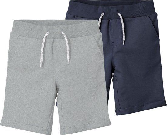 Name it Shorts 2-Pack Grey Melange/Dark Sapphire Kinderen 116