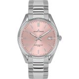 Jacques Lemans 50-4G Polshorloge Dames Roze Wijzerplaat Staal Zilverkleurig Analoog Quartz