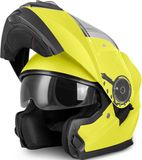 VINZ Helmets Santos Systeemhelm met Zonnevizier Fluor Geel - Motorhelm, Scooterhelm & Brommerhelm - ECE 22.06 - XL