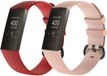 KELERINO. Siliconen bandje voor Fitbit Charge 3 - Rood & Roze - Small