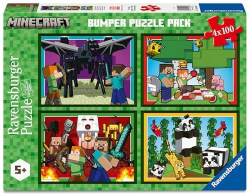 Ravensburger Minecraft 4 x 100 stukjes puzzel voor kinderen 5 jaar