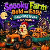 Spooky Farm Coloring Book: Bold and Easy Halloween Designs with Cute Farm Animals, Pumpkins, Tractors, Ghosts and Cozy Fall Scenes for Adults, Teens and Seniors