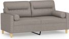 vidaXL Bank met sierkussens 140 cm stof taupe