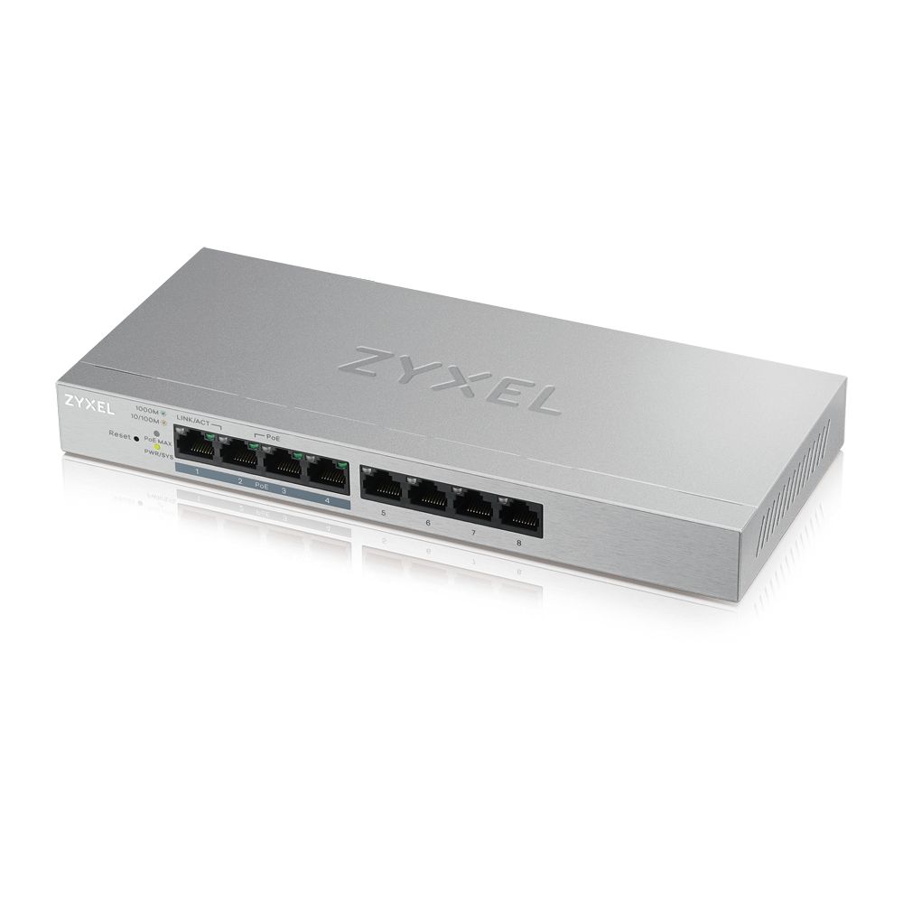 Zyxel GS1200-8HP v2 - Managed Gigabit Ethernet PoE Switch - Grijs