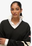 Superdry Oversized Gestreepte V-hals Trui Dames Dark Charcoal