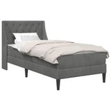 vidaXL Bedframe met matras Donkergrijs 100 x 200 cm Fluweel