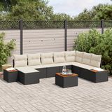 vidaXL Tuinbank Set 2-zits Zwart Polyrattan