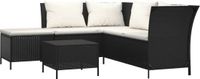 vidaXL 4-delige Loungeset met Kussens Poly Rattan Zwart