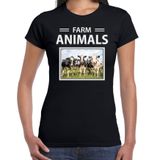 Bellatio Decorations Dieren foto t-shirt Koe - zwart - dames - farm animals - cadeau shirt Kudde koeien liefhebber M