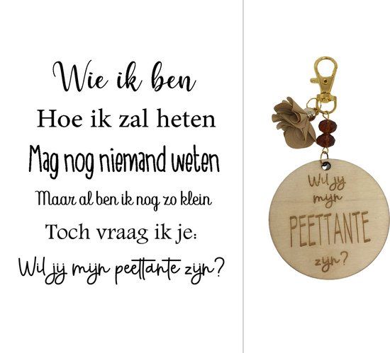 Sleutelhanger Wil jij mijn Peettante zijn? beige | Vrouwen