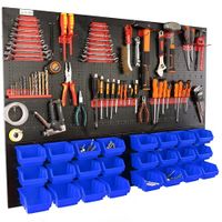 Établi Panneau d'outils 120x90cm avec 24 bacs Bleu
