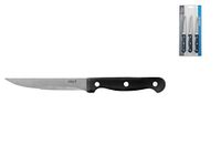 H&H Set van 3 steakmessen, half lemmet, met punt, zwart handvat
