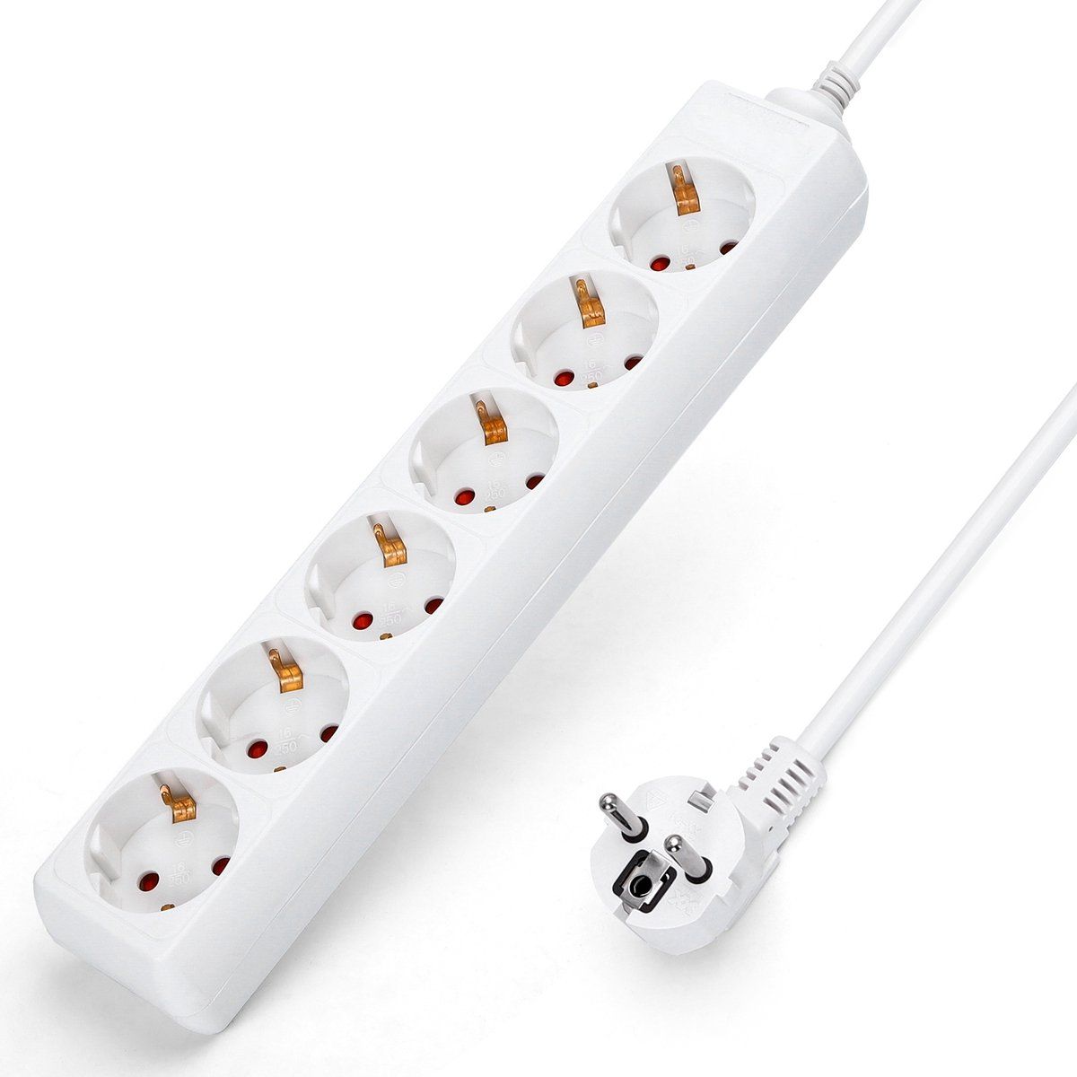 Aigostar 20HJM Stekkerdoos - 6-voudig - 1.5 meter - Wit