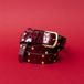 CEINTURE CUIR LAQUÉ BORDEAUX CLOUS DORÉS